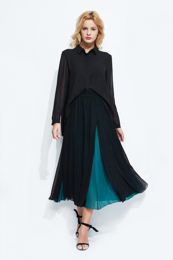 Charlotte Pleated Back Shirt (Black)