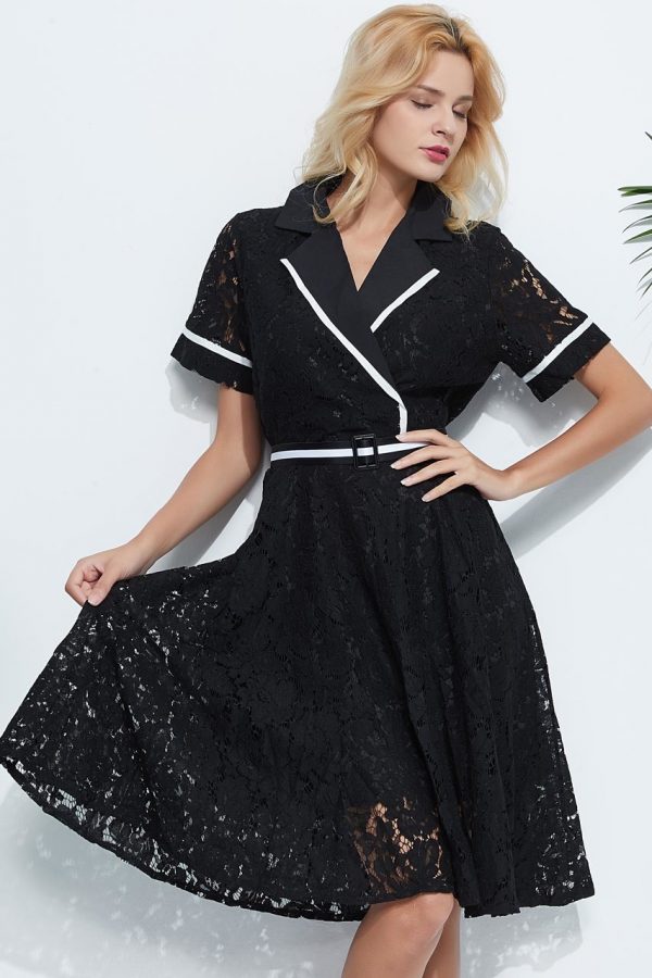 Paisley Wrap Midi Dress (Black)