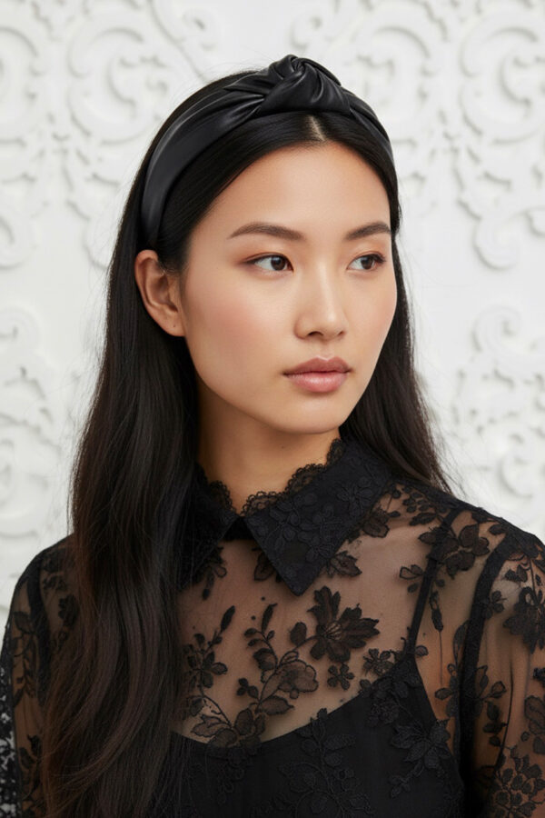 MOSSÉE - MH2047 - Jessie Faux Leather Headband - Black