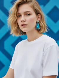 MOSSÉE - ME2052 - Jessie Vintage Blue Enamel Cat Earrings