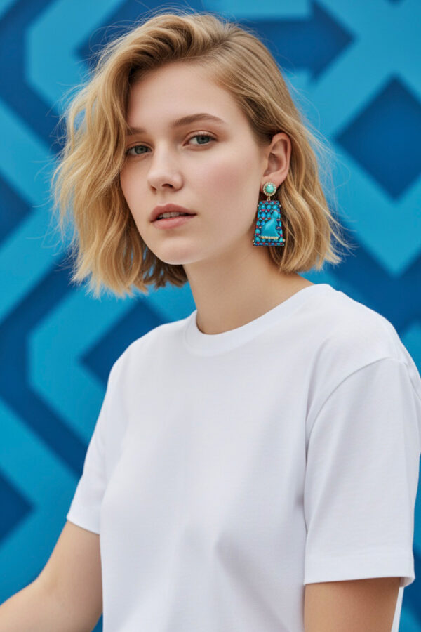 MOSSÉE - ME2052 - Jessie Vintage Blue Enamel Cat Earrings