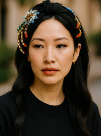 MOSSÉE - MH1880 - Mia Wide Mixed Stone Headband - Black