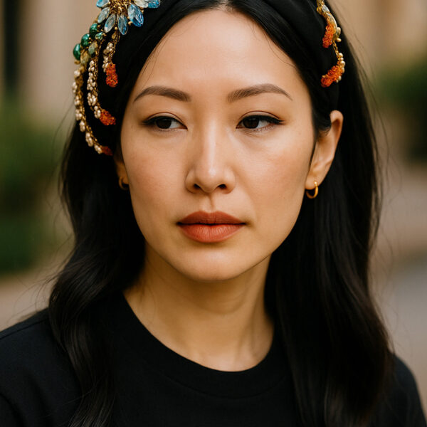 MOSSÉE - MH1880 - Mia Wide Mixed Stone Headband - Black