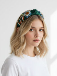 MOSSÉE - MH1880 - Mia Wide Mixed Stone Headband - Forest