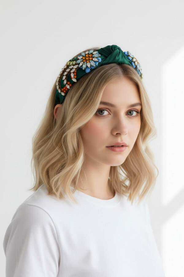 MOSSÉE - MH1880 - Mia Wide Mixed Stone Headband - Forest
