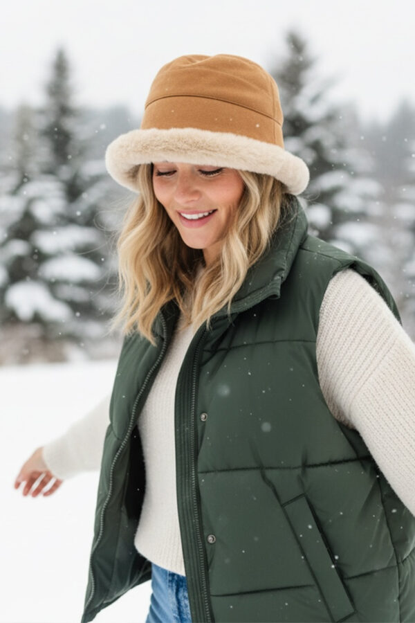 MOSSÉE - MH2084 - Nina Fluffy Winter Fleece Bucket Hat - Beige